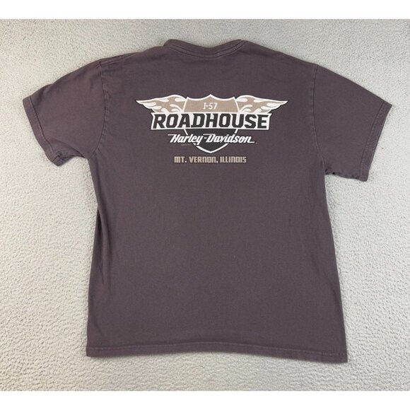 Harley Davidson Motorcycle Shirt Mens Large Short Sleeve I-57 Roadhouse Illinois - Picture 2 of 8
